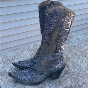 Cowboy boots  grey blue
